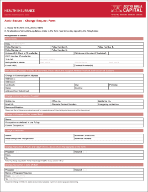 Bumber to Bumber Insurance Aditya Birla Brokers Sample  Form