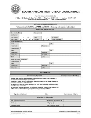 South African Institute of Draughting  Form