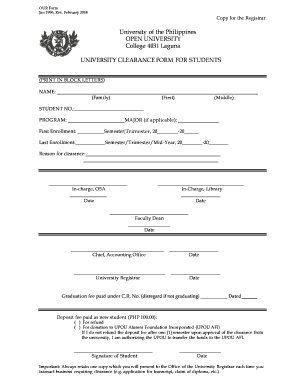 University Clearance Form