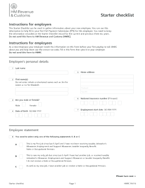Starter Checklist Gov Uk  Form