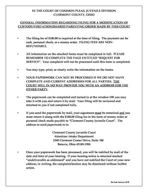 Modification of CustodyVisitationShared Parenting  Form