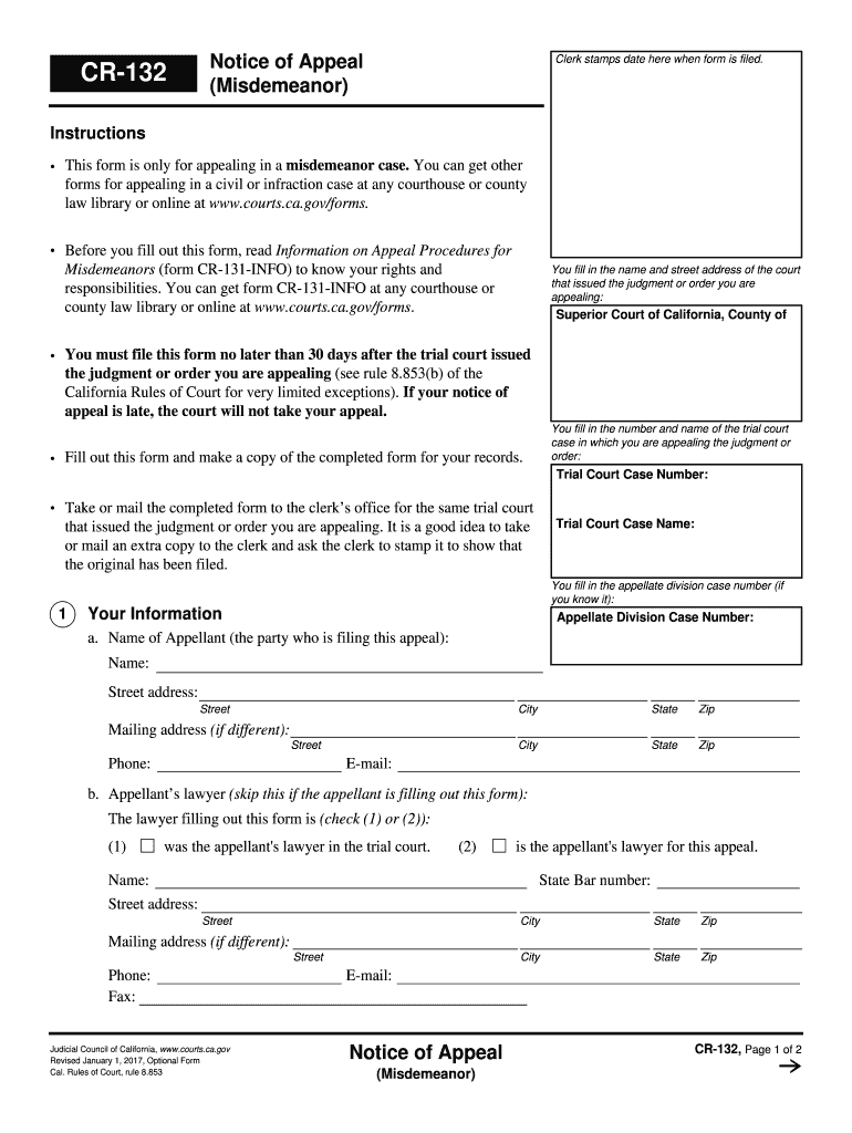  Misdemeanor Form 2017