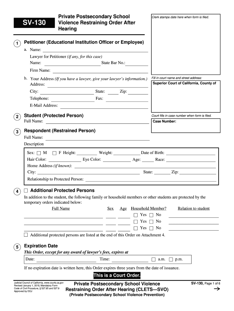  Restraining Order After 2018-2024