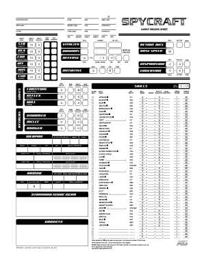 Spycraft Character Sheet  Form