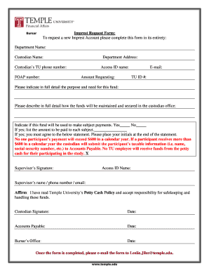 Imprest Request Form