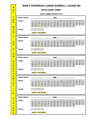 Little League Pitch Count Form - Fill Out and Sign Printable PDF Template |  signNow