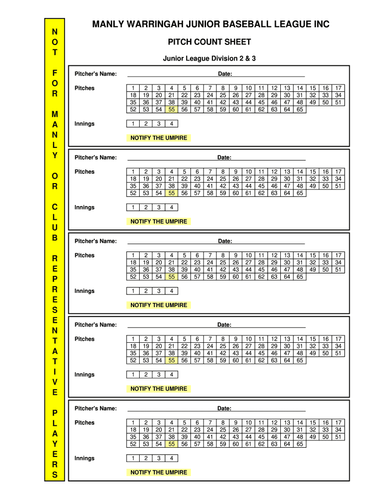 Pitch Count V2  Warringah Baseball Club  Form