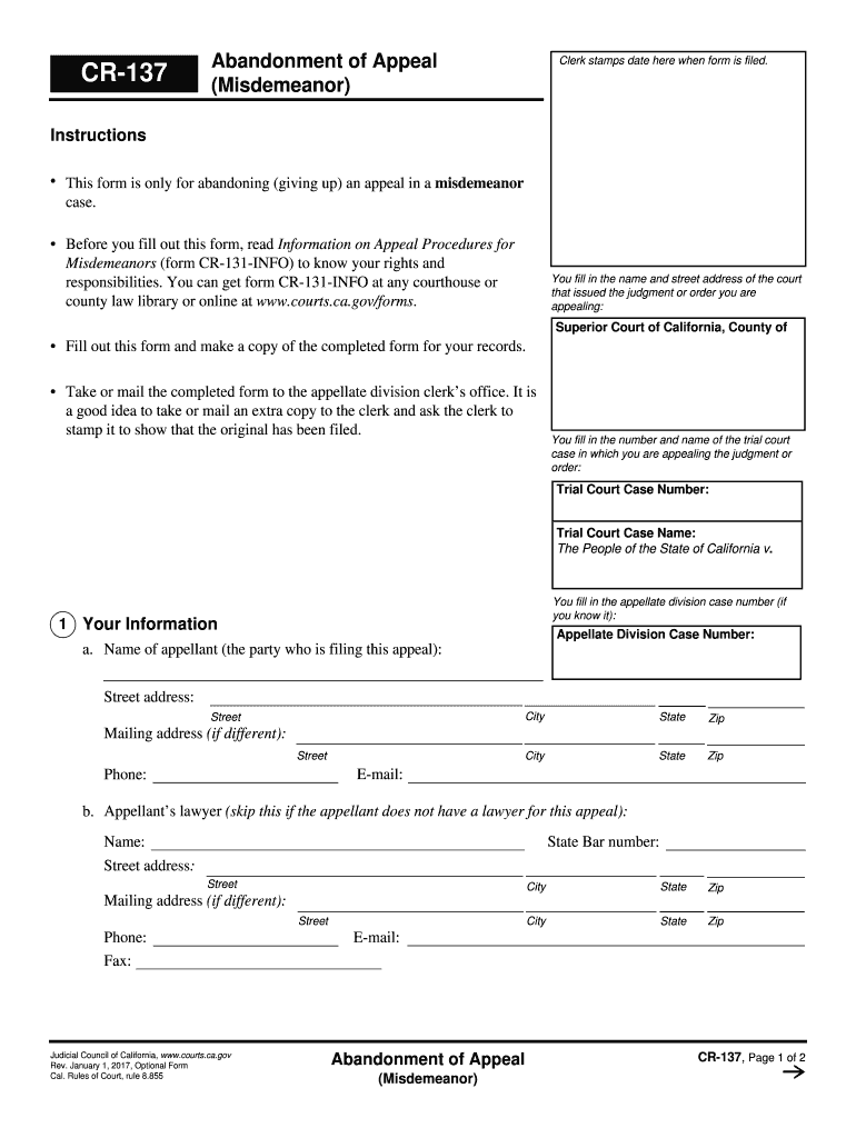  Ca 137 Form 2017-2024