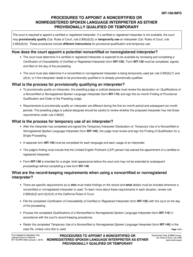  California Int Form 2018-2024