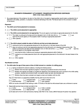  JV 432 Six Month Prepermanency Attachment Judicial Council Forms 2018-2024