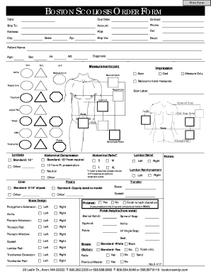 Boston Brace Measurement Form