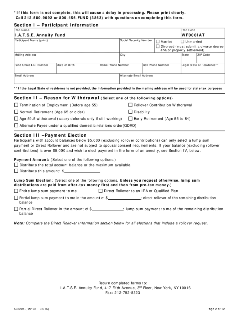 I a T S E Annuity Fund Withdrawal Form