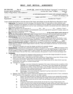 Boat Slip Rental Agreement Harbour Village Marina Inc  Form