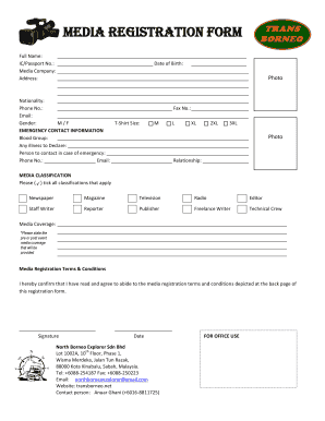 Media Registration Form