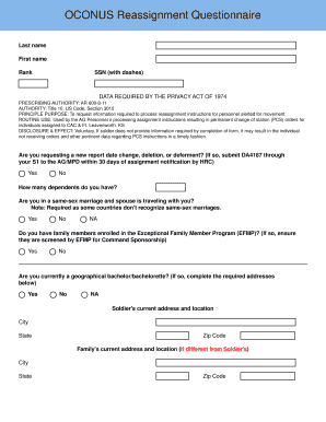  Reassignment Questionnaire Jblm 2017