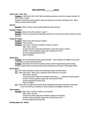 Parliamentary Procedure Script Example  Form