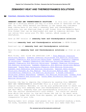 Heat and Thermodynamics Zemansky Solution Manual  Form