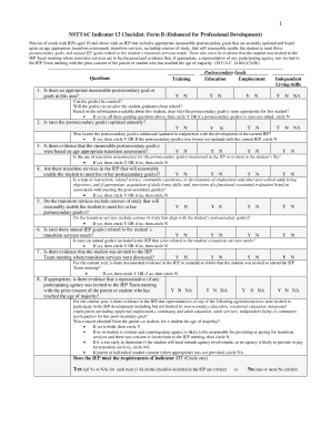 Indicator 13 Checklist Form B 2012-2023