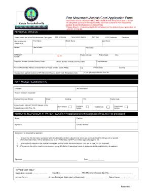 Port Access Card Online Application  Form