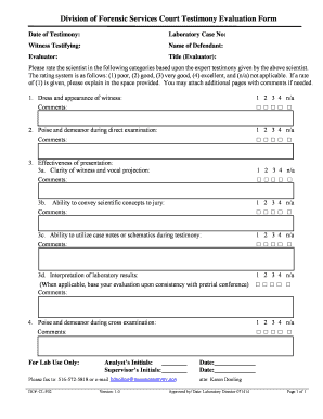 Department of Forensic Genetics Court Testimony Evaluation Form