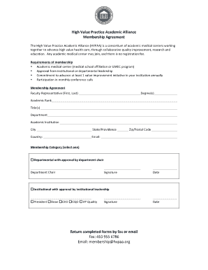 HVPAA Membership Agreement  Form