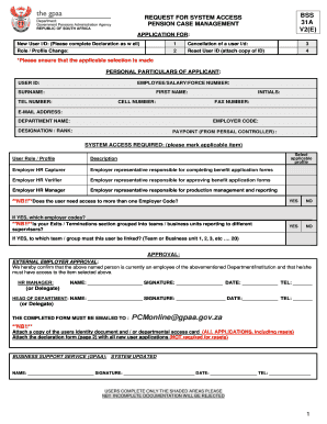 BSS 31A System Access Appl PCM Portal V1  Form