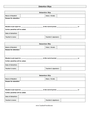 Detention Slips  Form