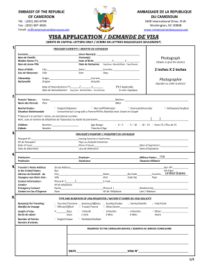 Cameroon Visa Application Form PDF