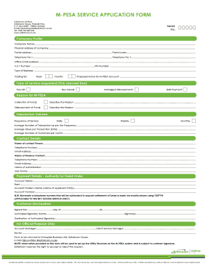 Mpesa Service Application Form