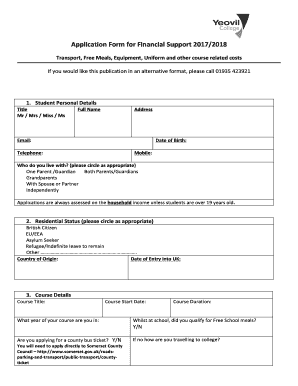 Financial Support Application  Form
