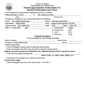 FORM SA1 Parent Authorization for Student Travel 3