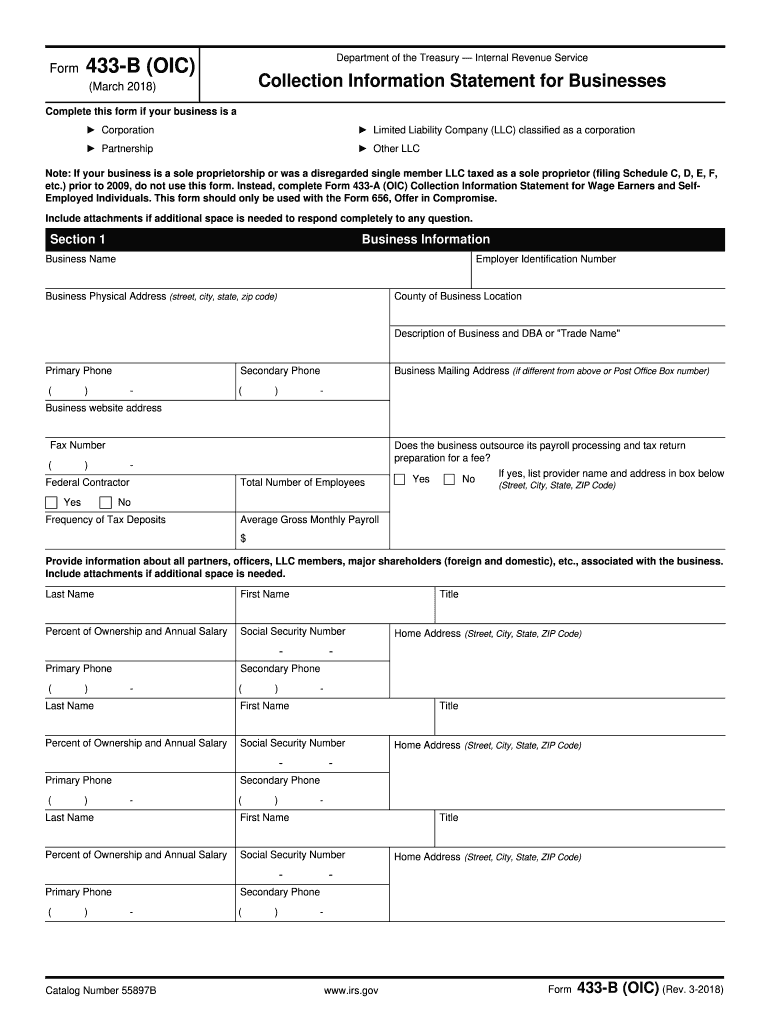  Form 433a Printable 2018