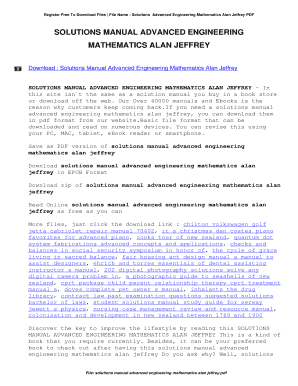 Advanced Engineering Mathematics Alan Jeffrey Solution Manual PDF  Form