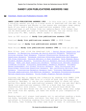 Copyright 1982 Dandy Lion Publications Answers Form