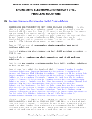 Drill Problems Solution of Engineering Electromagnetics PDF  Form