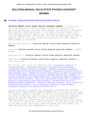 Solid State Physics Ashcroft Mermin Solution Manual PDF  Form