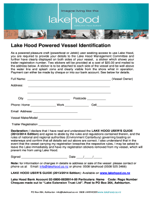 Lake Hood Boating  Form