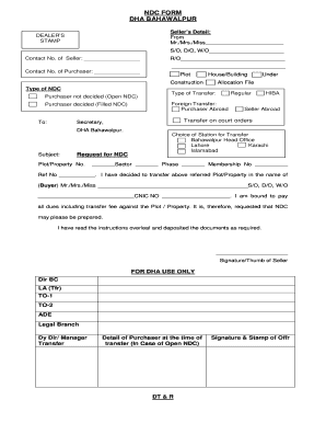 Dha Bahawalpur Ndc Form