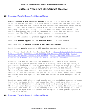 Yamaha Cygnus 125 Werkstatthandbuch PDF  Form