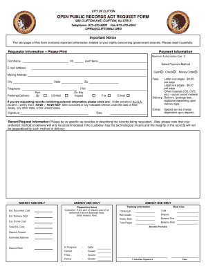 Clifton Nj Opra Request  Form