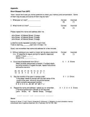 Short Blessed Test  Form