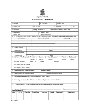 VISA APPLICATION FORM Zambia Visahq Fr