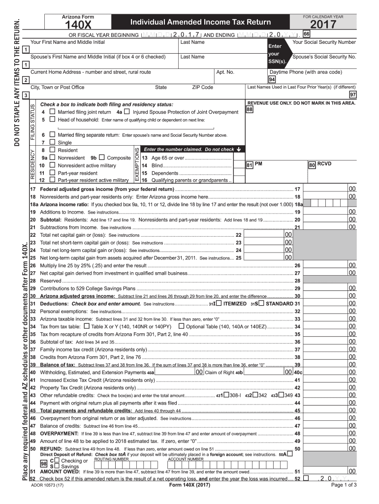 140X Individual Amended Income Tax Return DO    Azdor Gov  Form