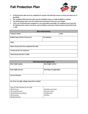 Safety Fall Protection Plan  Form