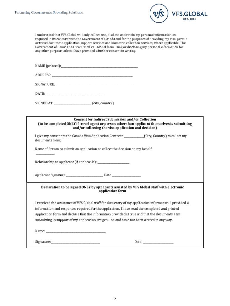 Vfs Consent Form Fill Out And Sign Printable Pdf Temp
