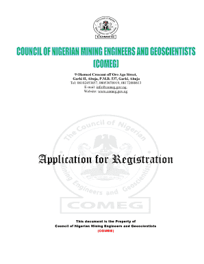 Comeg Registration Requirements  Form