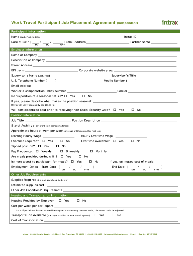  Job Placement Agreement 2017-2024