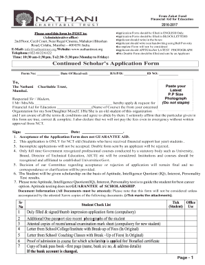 Nathani Charitable Trust Scholarship Form 21