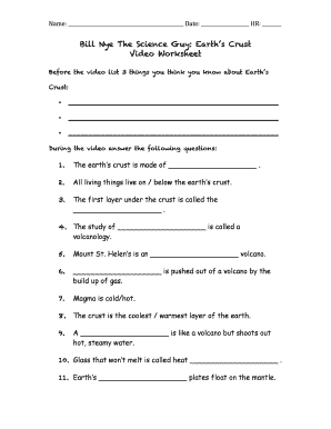 Bill Nye Earth&#039;s Crust Worksheet Answers  Form