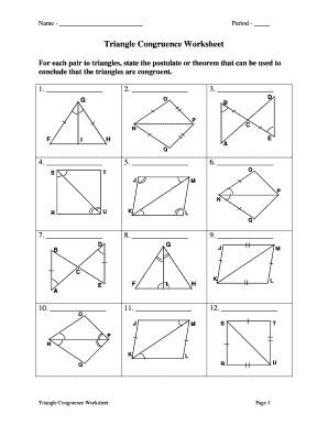 Triangle Congruence Worksheet  Form